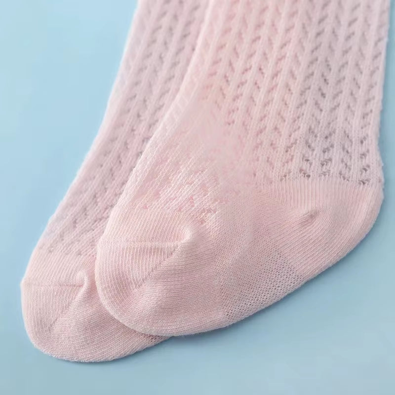 Princess Touch: Bow-Embellished Cotton Knee Socks for Baby Girls